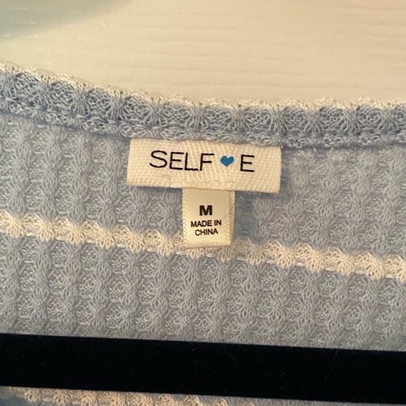 Blue and White Striped Ruffle Crop Top - Picture 2 of 3